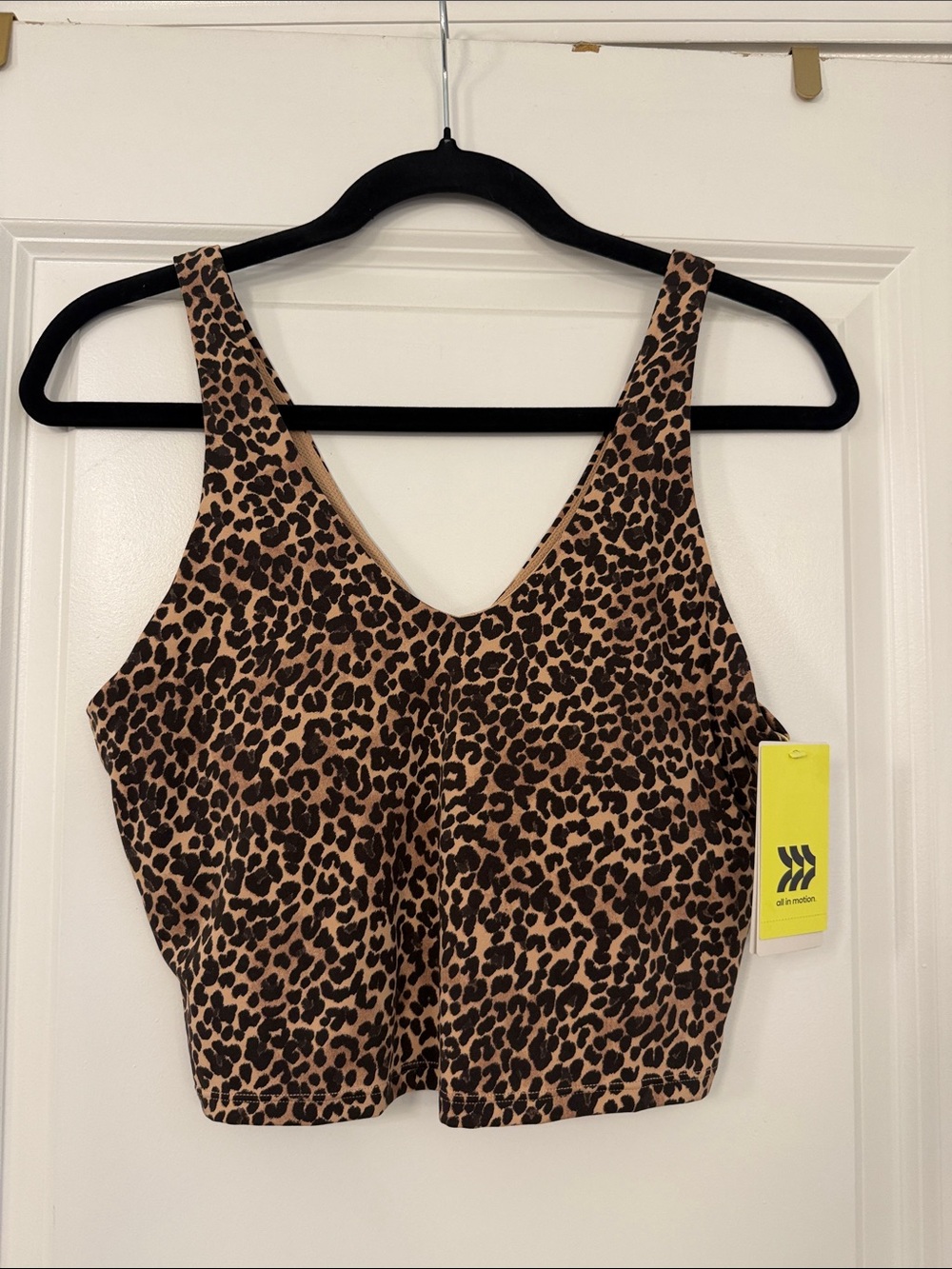 all in motion Leopard Print Crop Tank Top - Brown/Black built in bra